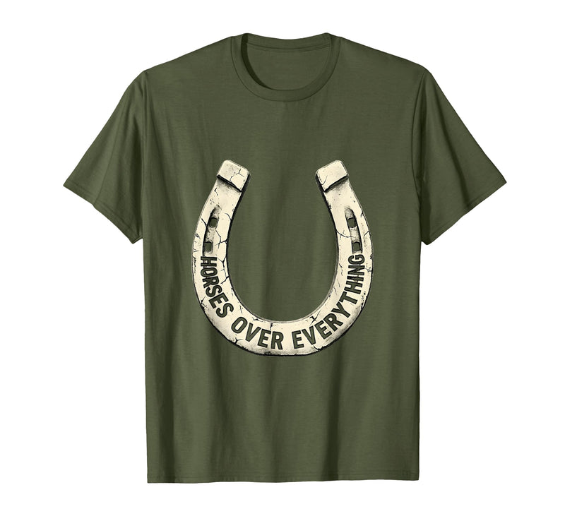 Mademark Horses Over Everything Equestrian Design T-Shirt - Men - Olive Green