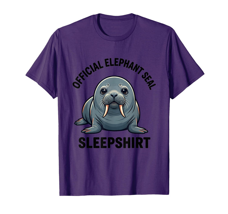 Mademark Official Elephant Seal Sleepshirt Cute Animal Humor T-Shirt - Men - Purple