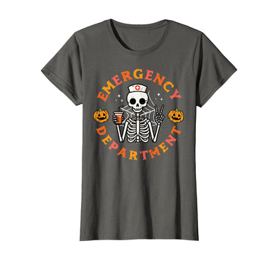 Halloween Nurse Shirts For Women Scrub Costumes Emergency Department Funny Halloween ER Nurse Women Men T-Shirt