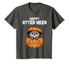 Otter Halloween Lover Gift Co. Happy Otter-Ween Lazy Halloween Costume Funny Animal Pun T-Shirt - Asphalt Grey