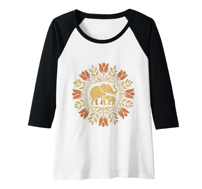 Mademark Mother Elephant Nudging Newborn Calf Maternity Raglan Baseball Tee - Women