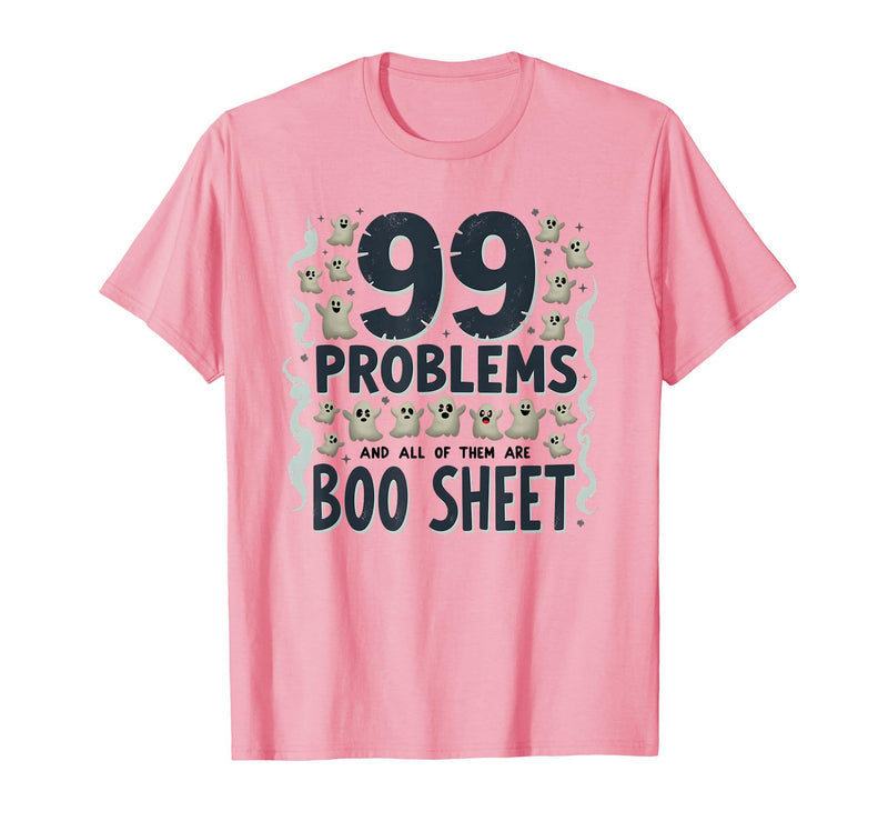 Mademark Ghost & Spirits - Ghost (99 Problems All) T-Shirt - Pink-99 Problems All Boo Sheet