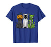 Halloween Tees for Women Men Kids Skeleton Cat Pumpkin Ghost Halloween Kitty Meow Girl Boy Kid T-Shirt - Royal Blue