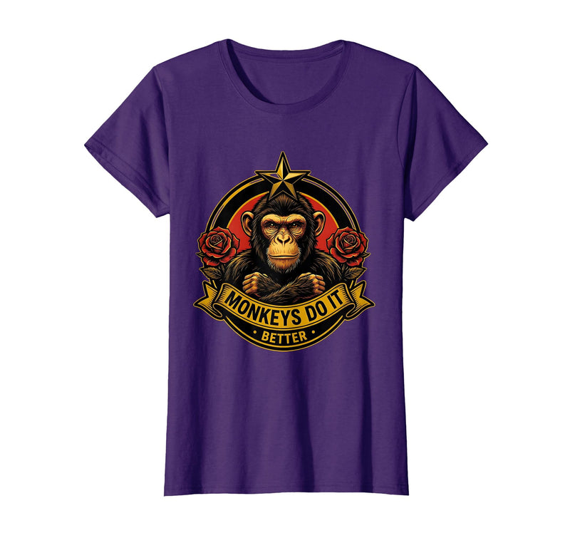 Mademark Monkeys Do It Better Funny Primate Design T-Shirt - Women - Purple