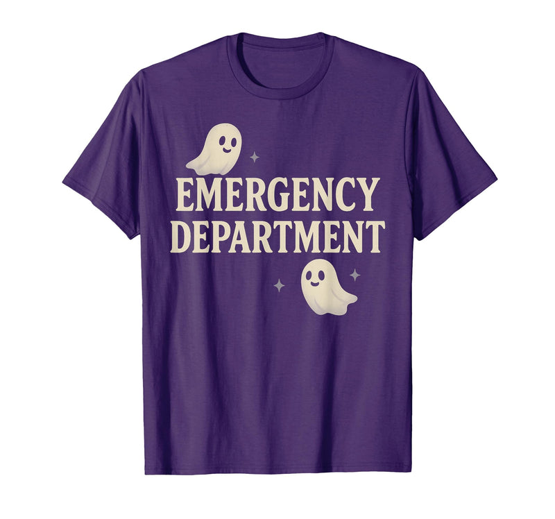 Emergency Department Shirts & Gifts HHWCo. ER Halloween Emergency Department Cute Ghost Design Spooky T-Shirt - Purple