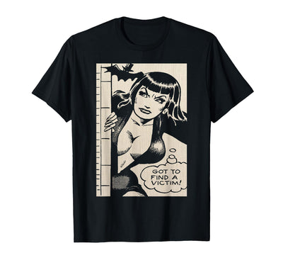Vintage Sci Fi x Classic Horror for Halloween Vintage Vampire Bat Vampire Pin Up Girl Horror Comic Book T-Shirt