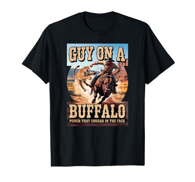 Cow Guy on a Buffalo Punch That Cougar in the Face Meme T-Shirt