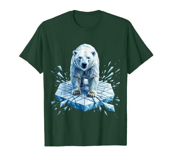 Mademark Polar Bear Drifting on Ice Floe Illustration T-Shirt - Dark Green