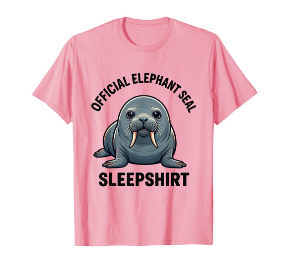 Mademark Official Elephant Seal Sleepshirt Cute Animal Humor T-Shirt - Men - Pink