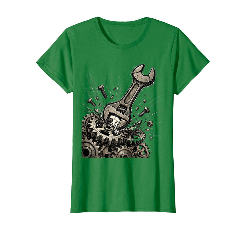 Mademark Monkey Wrench In The Gears Graphic Design T-Shirt - Women - Kelly Green