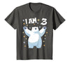 3 years old 3rd birthday Polar Bear Kids 3 Years Old 3 Birthday Polar Bears Boy Girl Polar Bear T-Shirt - Asphalt Grey