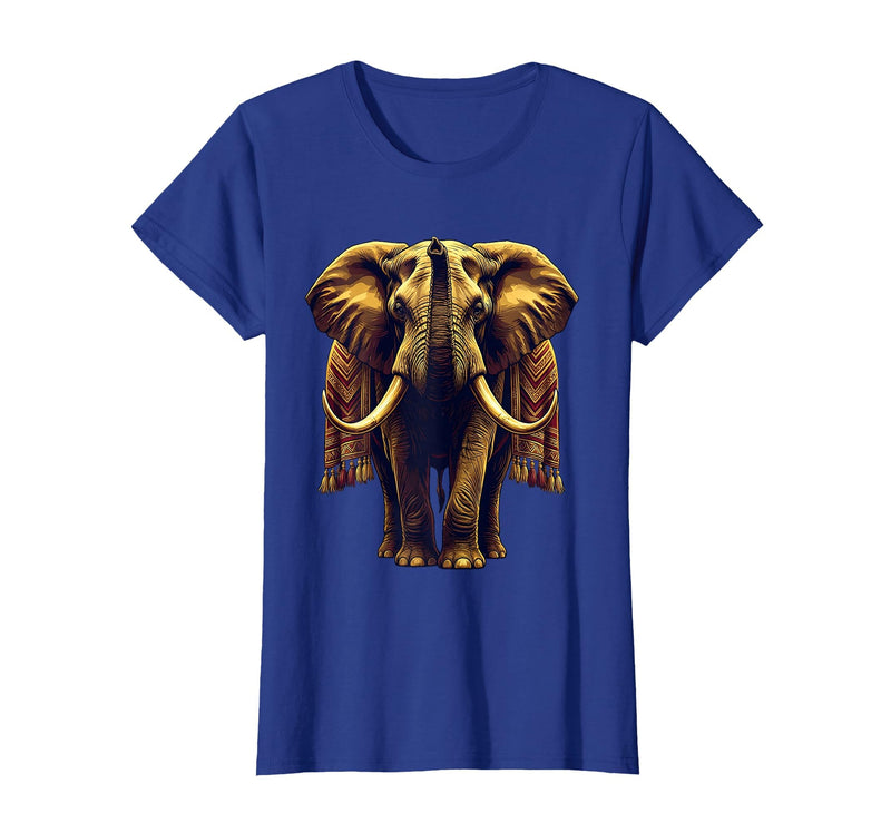 Mademark Ornate Parade Elephant Illustrated Graphic T-Shirt - Women - Royal Blue