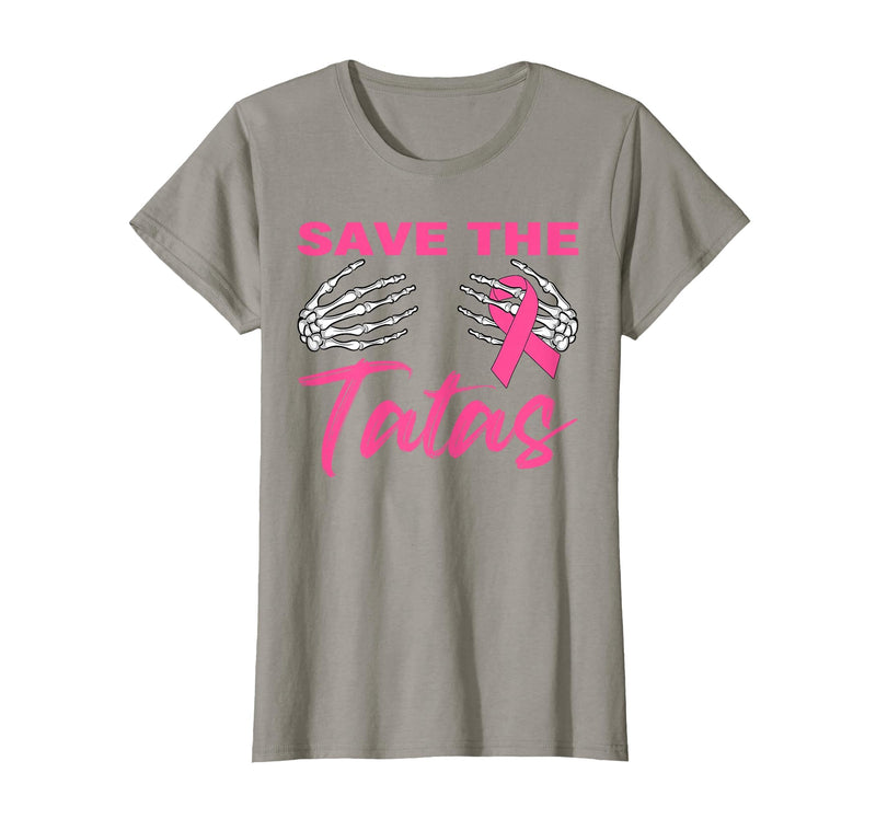 Amb Breast Cancer Awareness Month Warrior Survivor Save The Tatas Breast Cancer Pink Ribbon Skeleton Halloween T-Shirt -