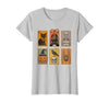 Halloween Stamp Cute Ghost Cute Fall Apparel Vintage Halloween Stamp Cute Ghost Pumpkin Cat Retro Fall T-Shirt - Silver Grey