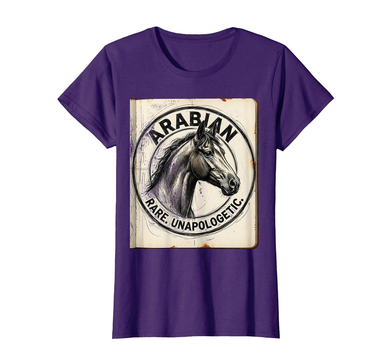 Mademark Arabian Rare Unapologetic Horse Portrait Design T-Shirt - Purple