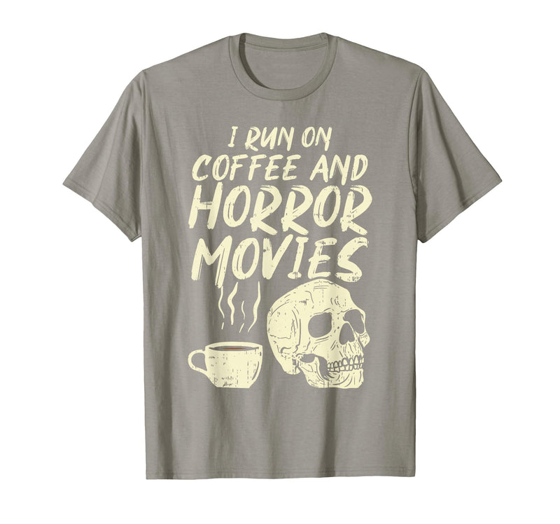 Halloween Shirts For Women Men Kids Boys Girls I Run Coffee Horror Movies Skull Skeleton Fun Halloween T-Shirt - Slate Grey
