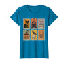 Halloween Stamp Cute Ghost Cute Fall Apparel Vintage Halloween Stamp Cute Ghost Pumpkin Cat Retro Fall T-Shirt - Sapphire