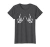 Halloween Tees for Women Men Kids Rocker Hand Sign Rock Skeleton Halloween Costume Men Women T-Shirt - Dark Heather Grey