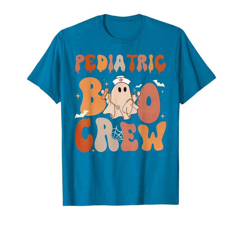 Funny Pediatric shirts for work Pediatric Nurse Shirt Halloween Pediatric Boo Crew T-Shirt - Sapphire Blue