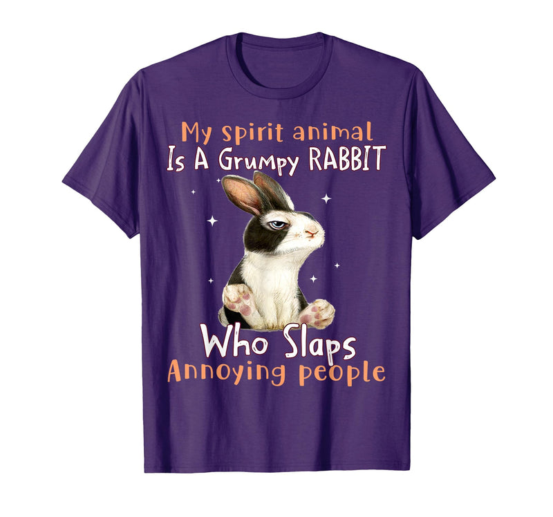 Cute Rabbit Lover Bunny Graphic T-Shirt (Dark Heather Grey) in Purple
