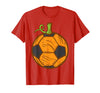 Halloween Shirts For Women Men Kids Boys Girls Halloween Soccer Ball Pumpkin Football Costume Boys Kids Men T-Shirt - Red