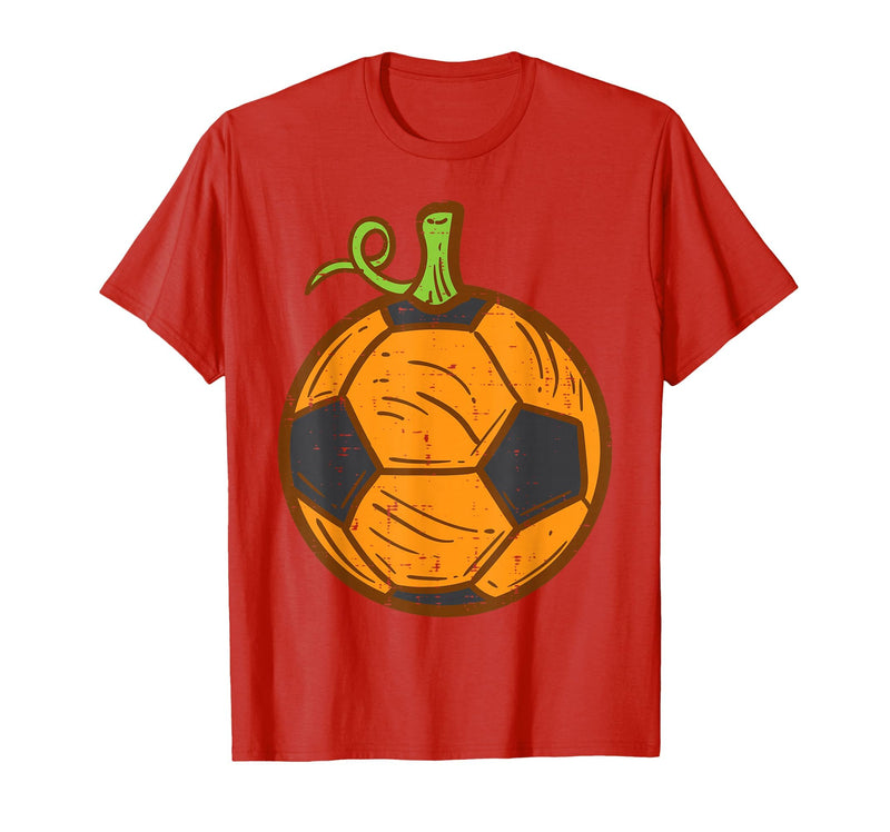 Halloween Shirts For Women Men Kids Boys Girls Halloween Soccer Ball Pumpkin Football Costume Boys Kids Men T-Shirt - Red