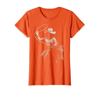 Cowgirl Western Rodeo Rodeo Cowgirl Western Horse T-Shirt - Orange