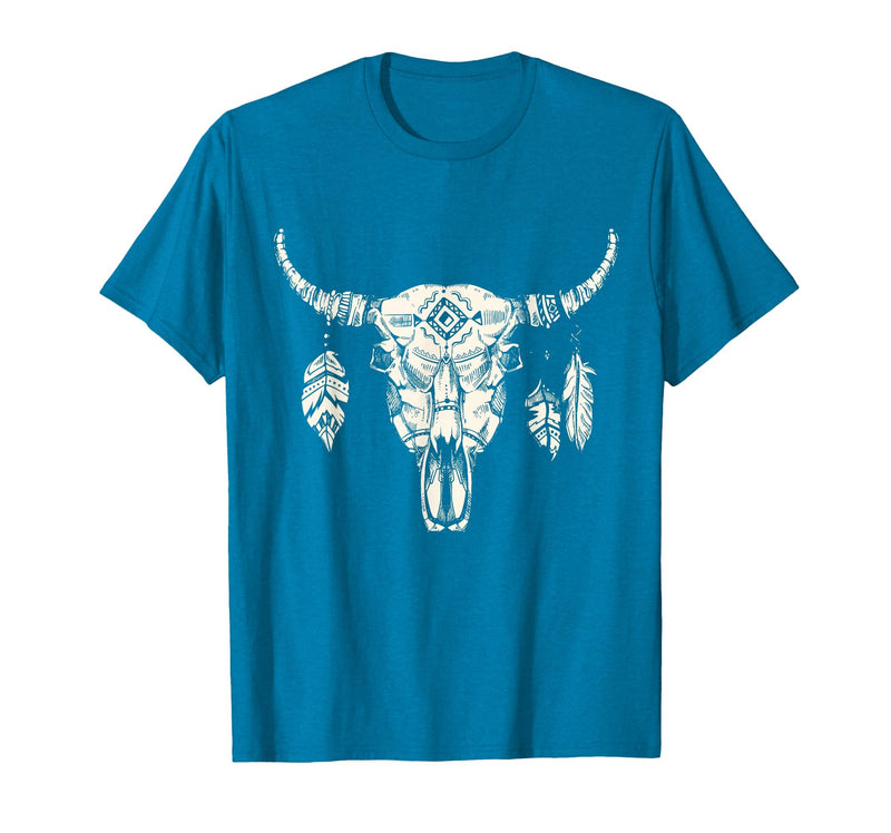 Buffalo Animals Gift Idea Bison Buffalo Skull Animal Design T-Shirt - Sapphire Blue