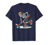 Halloween Costume For Hockey Lovers Funny Skeleton Hockey Halloween for Ice Hockey Lovers T-Shirt - Navy Blue