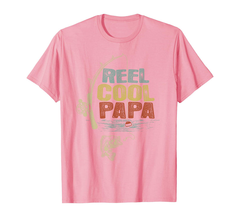 Cool Papa Fathers Day Fishing Gifts Funny Fisherman Vintage Reel Cool Papa T-Shirt - Pink