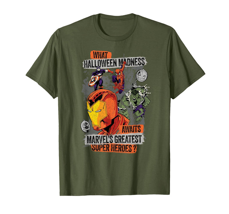 Marvel Halloween Madness Awaits the Greatest Super Heroes T-Shirt - Olive Green