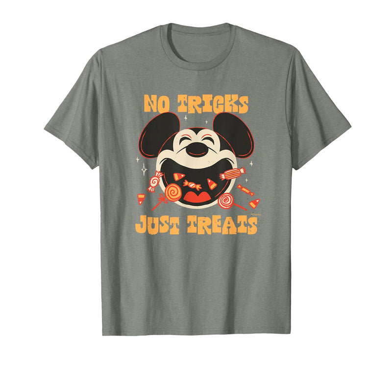 Disney Mickey Mouse Halloween Candy No Tricks Just Treats T-Shirt - Olive Heather