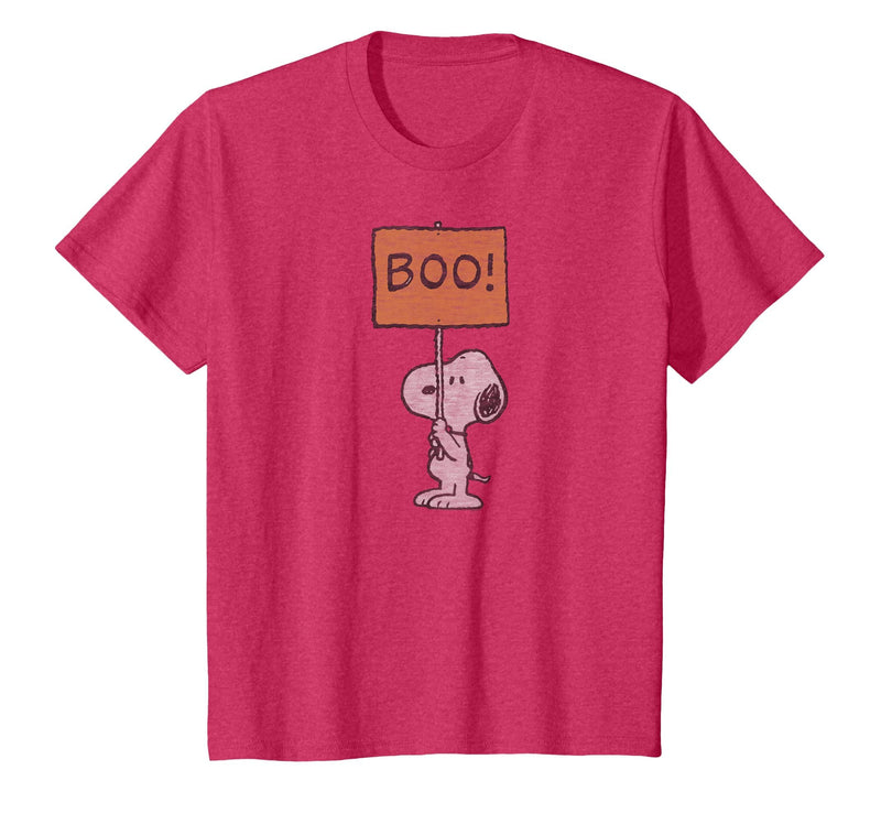 Peanuts Halloween Snoopy Boo Sign T-Shirt - Red Heather
