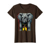 Mademark Funny Elephant Hiding Behind Tiny Tree T-Shirt - Women - Brown