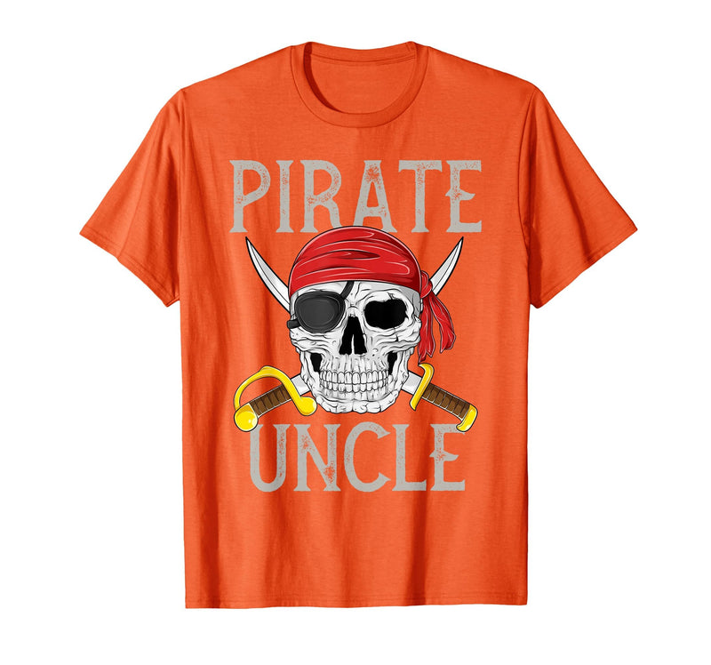 Pirate Family Apparel Pirate Uncle Jolly Roger Flag Skull Family Pirates T-Shirt - Orange