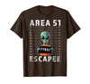 Funny Alien Halloween Costume Mugshot Alien Area 51 Escapee Funny Alien Mug Shot UFO T-Shirt - Brown