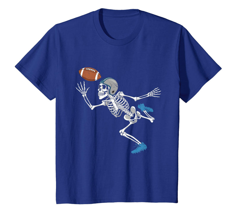 Halloween Shirts Women Men Kids Football Skeleton Halloween Player Catcher Mens Boys Kids T-Shirt - Royal Blue