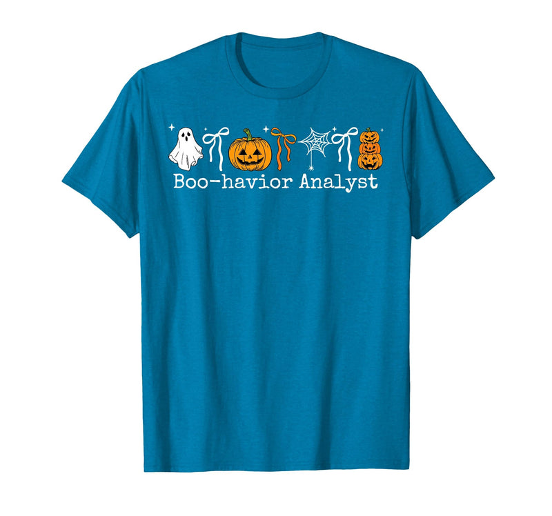 Behavior Analyst Halloween ABA Ghost Boo-havior Boo-Havior Analyst Pumpkin Ghost ABA Therapist Halloween T-Shirt - Sapphire