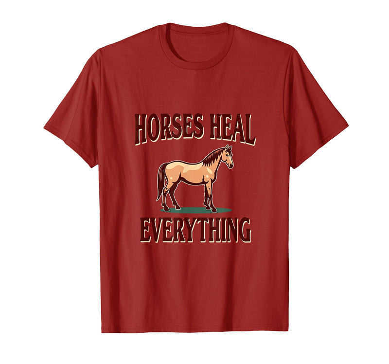 Mademark Horses Heal Everything Equestrian Women Design T-Shirt - Men - Cranberry Red