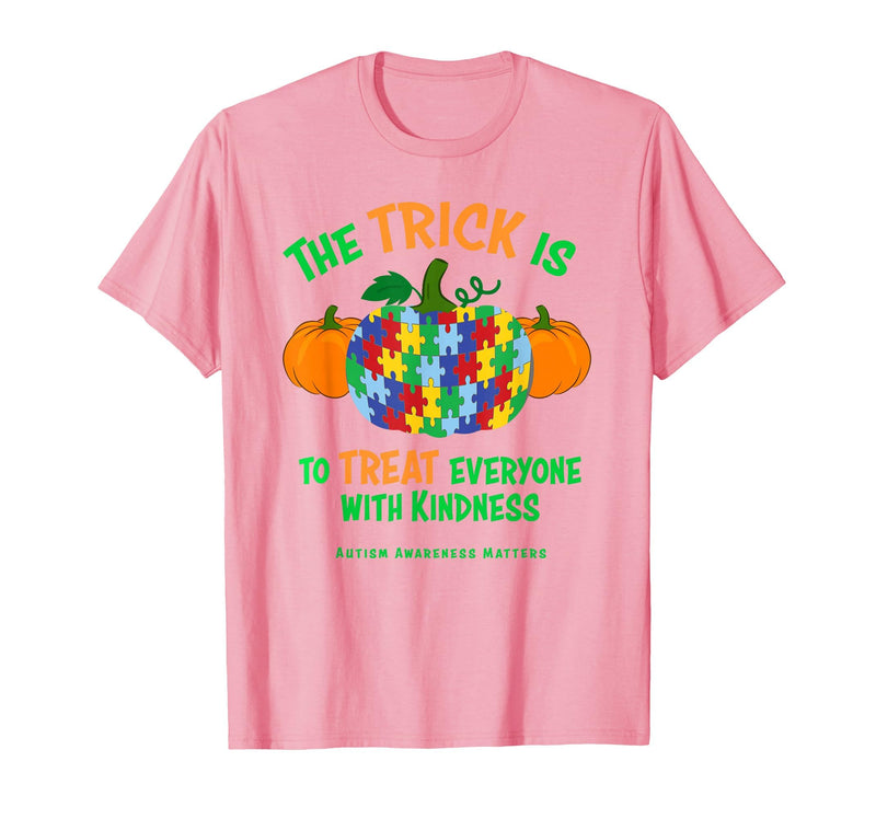 Presto Autism Awareness Halloween October Pumpkin Autism Awareness Halloween Fall October Puzzle Pumpkin T-Shirt - Pink