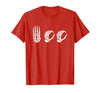 Deaf Halloween ASL Costume Boo Hands ASL Halloween Skeleton Hand American Sign Language Boo T-Shirt - Red