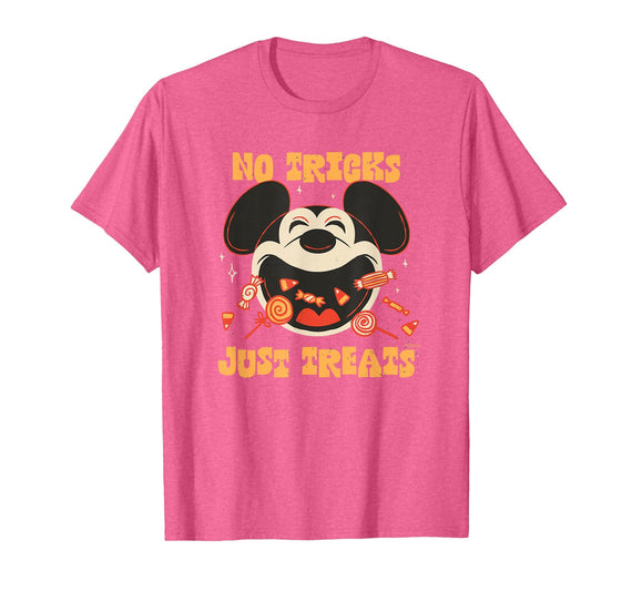 Disney Mickey Mouse Halloween Candy No Tricks Just Treats T-Shirt - Pink Heather
