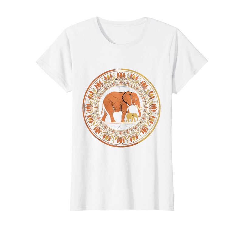 Mademark Elephant Mom and Baby Pregnancy Announcement T-Shirt - Women - White