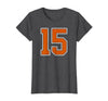 Number 15 Jersey Player Uniform #15 Gifts Burnt Orange White Number 15 Jersey Player Uniform #15 T-Shirt - Dark Heather Grey