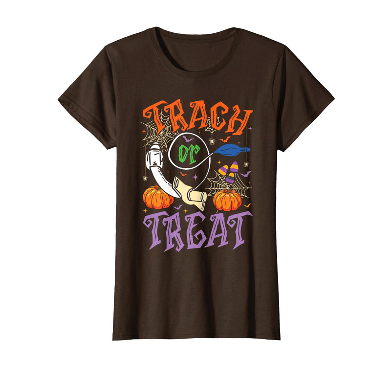 Trach or Treat ICU RN Halloween Nurse Tees Respiratory Therapist Trach or Treat ICU RN Halloween Nurse T-Shirt - Brown