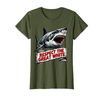 Respect the Great White Shark Graphic Design T-Shirt