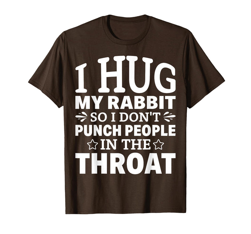 I Hug My Rabbit I Easter Bunny Design Lionhead Rabbit T-Shirt in Brown