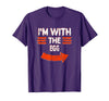 Halloween Mega Warehouse Vintage I'm with the Egg Lazy Halloween Costume T-Shirt - Purple