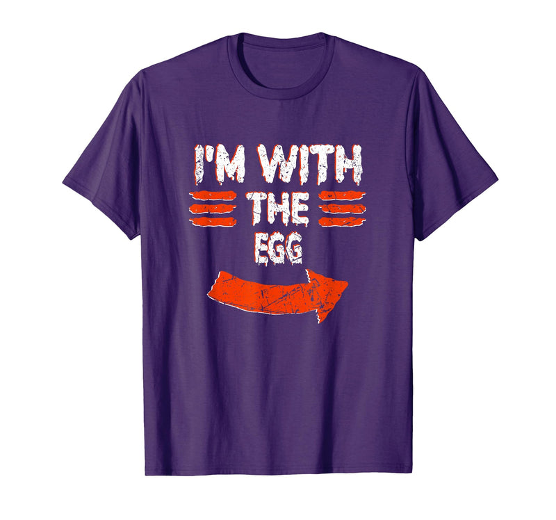 Halloween Mega Warehouse Vintage I'm with the Egg Lazy Halloween Costume T-Shirt - Purple