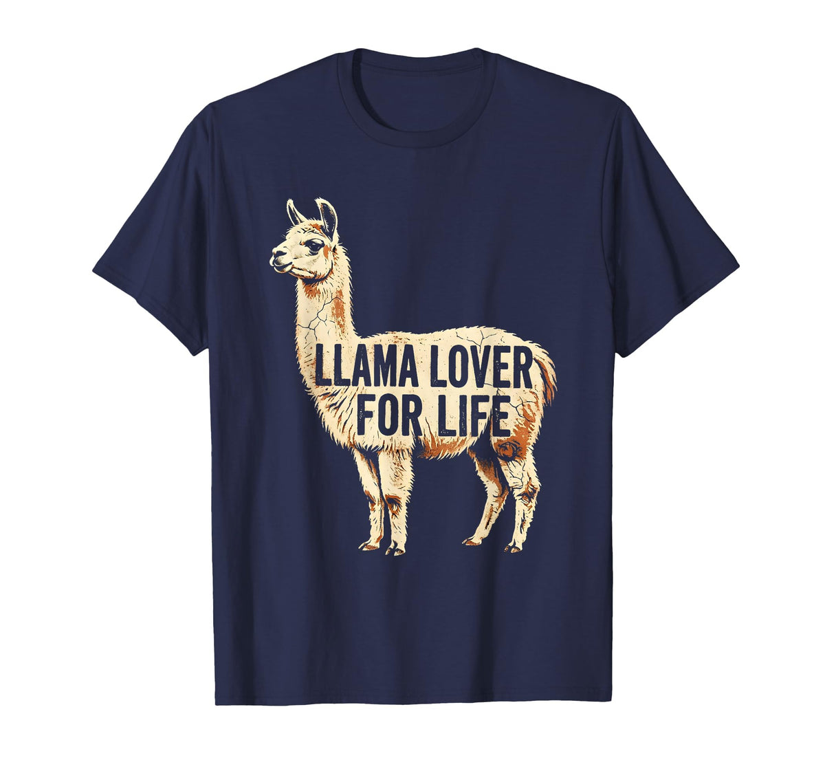 Mademark Llama Lover For Life Peru Graphic Design T-Shirt - Navy Blue